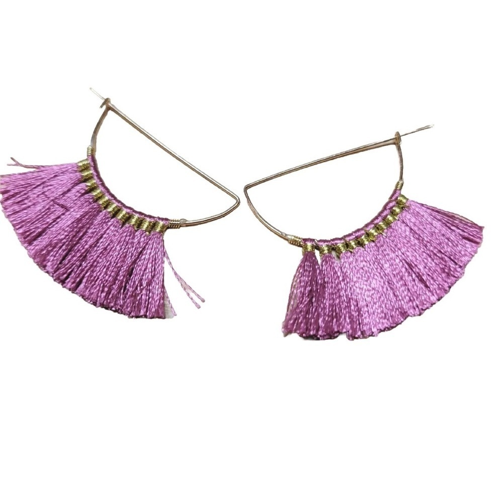 Pink Tassel Hoop Earrings